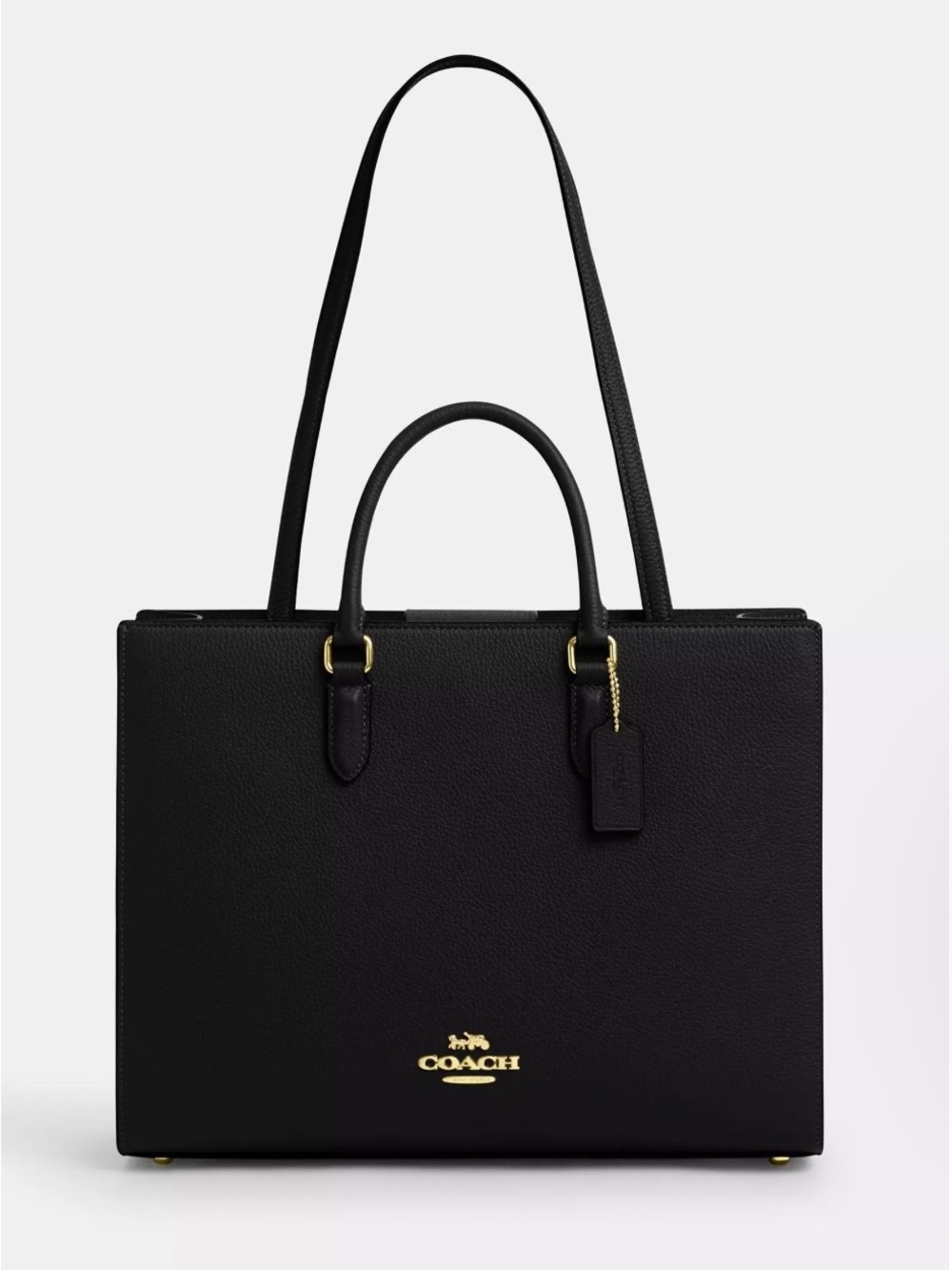 NWT Coach Maggie Pebble Leather Tote Black With Gold CY666